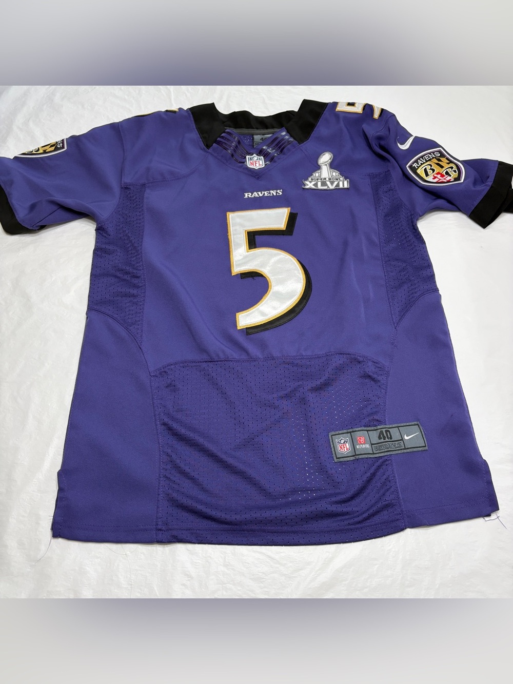 Baltimore Ravens Joe Flacco Super Bowl Jersey Mens 40 Medium NFL Nike On Field